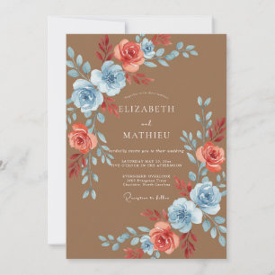 Karamell-Korallen-Hochzeit Einladung