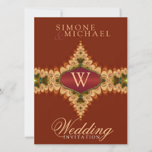 Karamell-Spitzen-Monogramm-Hochzeitskarten Einladung