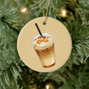 Karamell- und Nussspeise-Eiskaffee Keramik Ornament