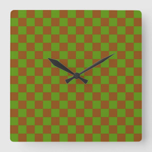 Karamellapfel-Schachbrettmuster Quadratische Wanduhr