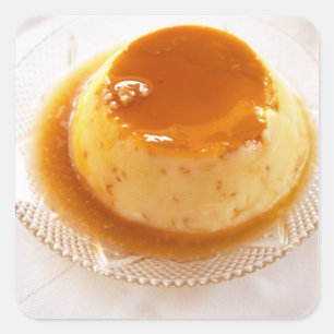 Karamellcreme-Pudding mit Karamell Quadratischer Aufkleber