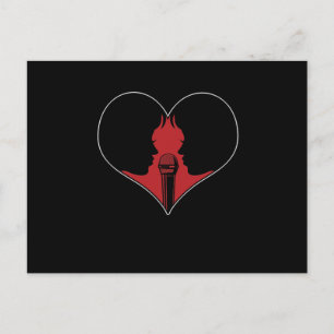 Karaoke Duet Heart Microphone Musik Gesangsgeschen Postkarte