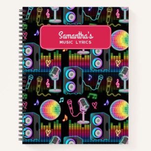 Karaoke Glow-Singing-Musiktexte Notizbuch
