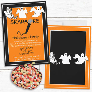 Karaoke Halloween-Party Happy Ghosts Custom Einladung