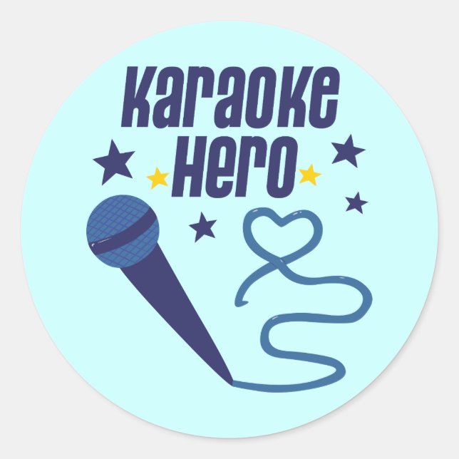 Karaoke Hero Runder Aufkleber (Vorderseite)
