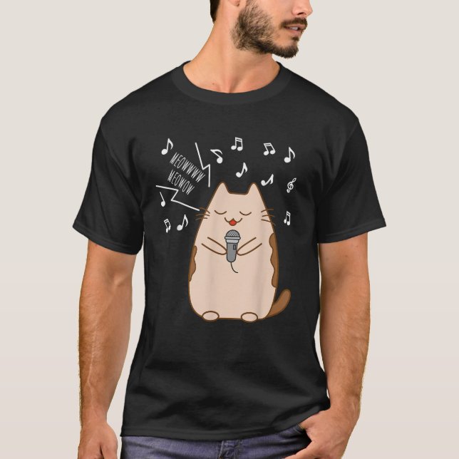 Karaoke Kawaii Kitty Niedlich Singing Kawaii Cat M T-Shirt (Vorderseite)