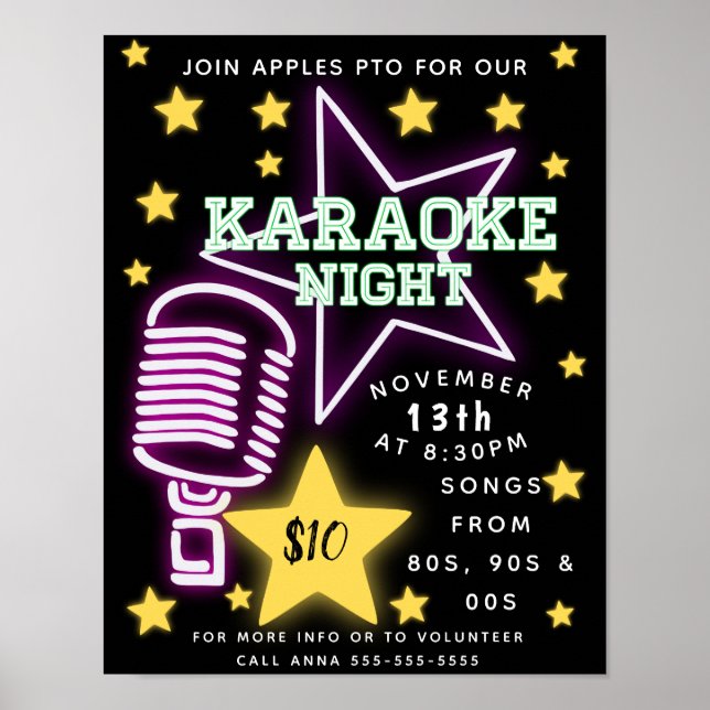 Karaoke Nacht, offene Mikronacht, Komödie, singen Poster (Vorne)