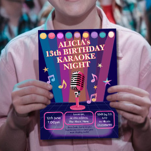 Karaoke Nachtjugend Party zum Geburtstag Einladung