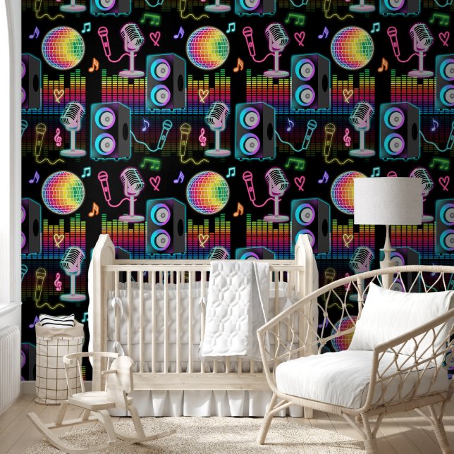 Karaoke Neon Glow Singing Music Party Tapete (Kinder)