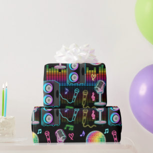 Karaoke Neon Glow Singing Musik Party Geschenkpapier
