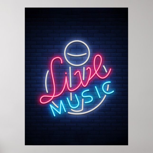 Karaoke Neon Lighting Kurved Word Art Text Poster (Vorne)
