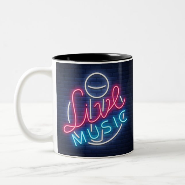 Karaoke Neon Lighting Kurved Word Art Text Zweifarbige Tasse (Links)