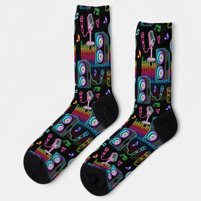 Karaoke Neon Singing Music Party Socken (Linkes Detail)