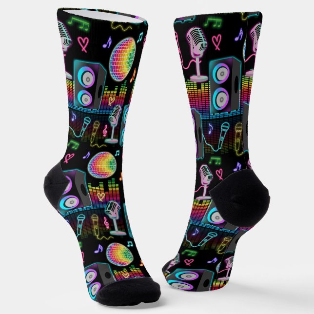 Karaoke Neon Singing Music Party Socken (Gewinkelt)