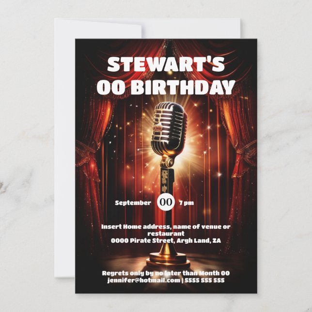 Karaoke Night Stars Hollywood Red Teppich Einladung (Vorderseite)