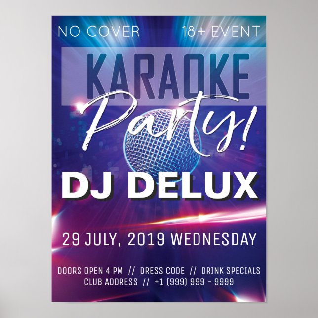 Karaoke Party | DJ | Club Flyer Poster (Vorne)