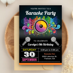 Karaoke-Party Farbige Musik-Geburtstagseinladung Einladung