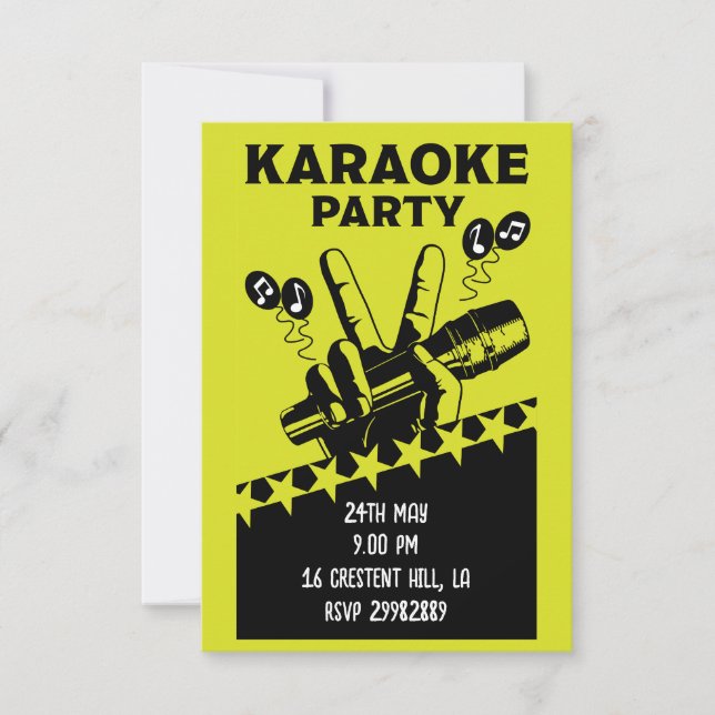 Karaoke Party Invite RSVP Karte (Vorderseite)