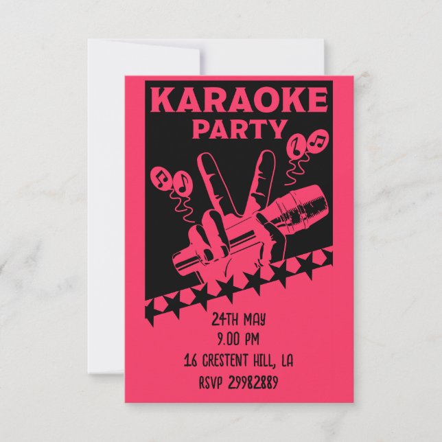Karaoke Party Invite RSVP Karte (Vorderseite)