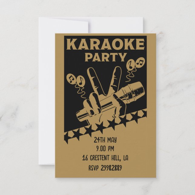 Karaoke Party Invite RSVP Karte (Vorderseite)