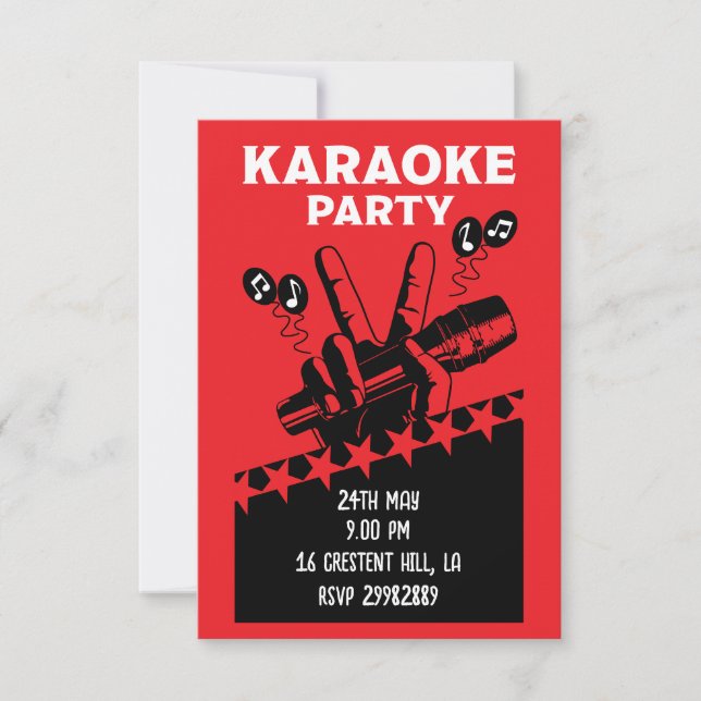 Karaoke Party Invite RSVP Karte (Vorderseite)