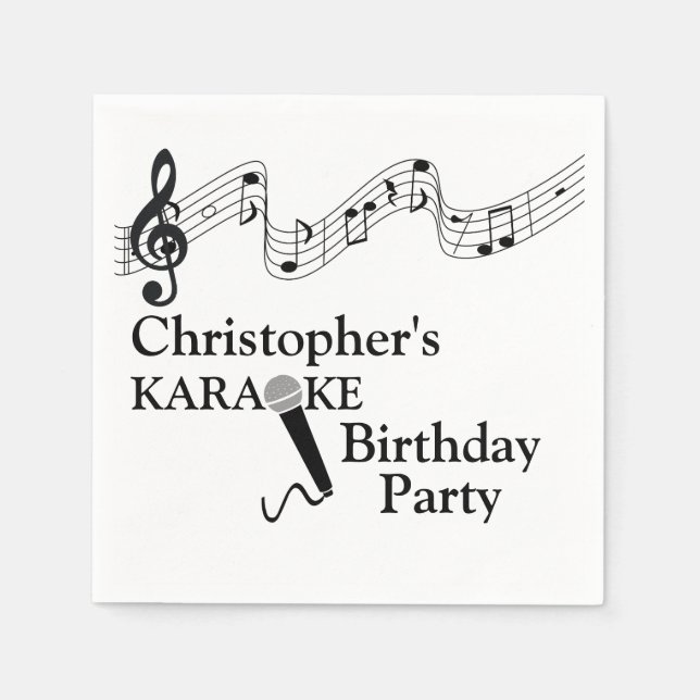 Karaoke Party Musikalische Skalierung Mikrofon Sch Serviette (Vorderseite)