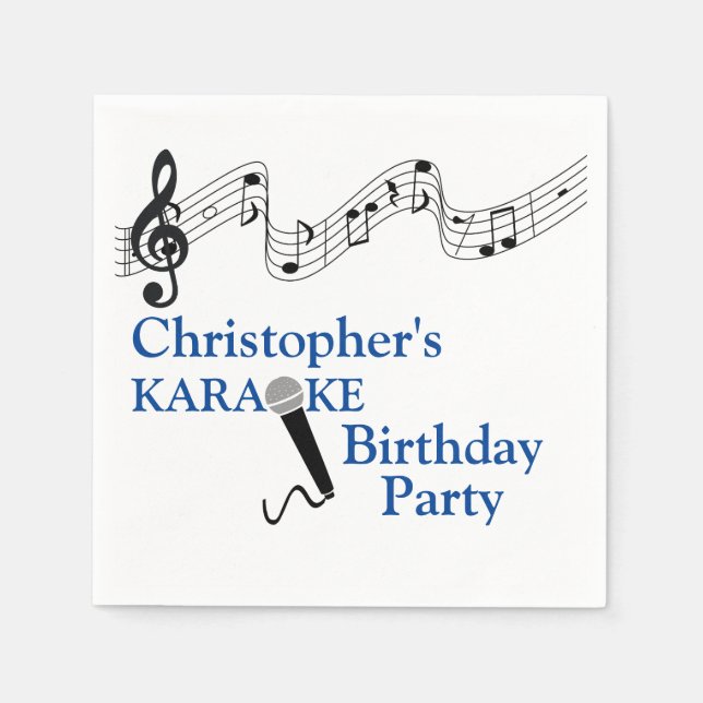 Karaoke Party Musikalisches Schuhmikrofon Blau Serviette (Vorderseite)