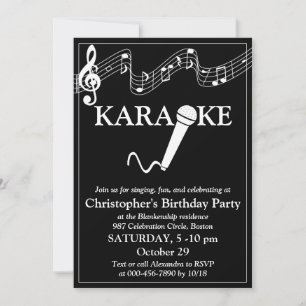 Karaoke Party Musikalisches Schuhmikrofon Schwarz- Einladung
