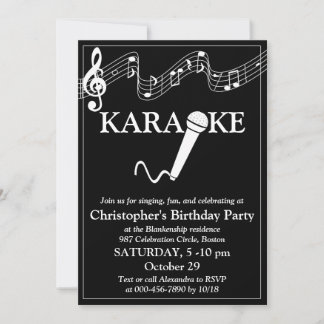 Karaoke Party Musikalisches Schuhmikrofon Schwarz- Einladung