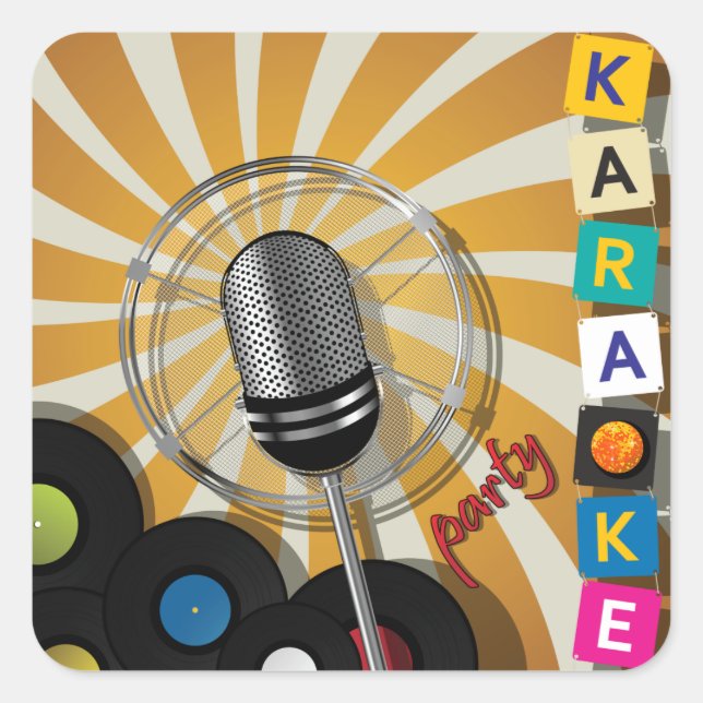 Karaoke Party Singing Square Sticker (Vorderseite)