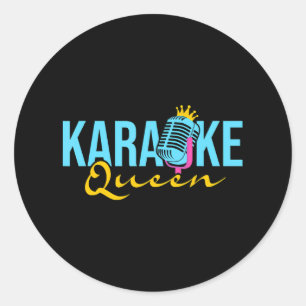 Karaoke Queen Microphone Gesangsmusik Lover Runder Aufkleber