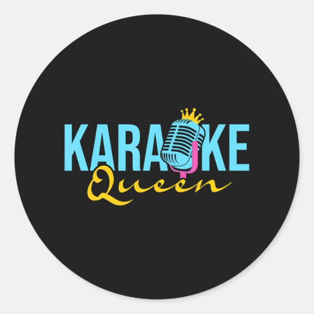 Karaoke Queen Microphone Gesangsmusik Lover Runder Aufkleber (Vorderseite)