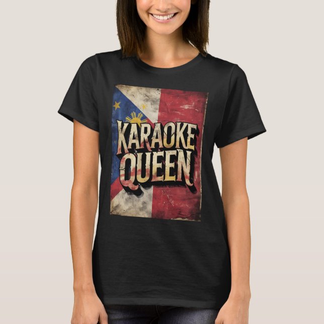 Karaoke Queen Tee Vintage Filipino Flag (Vorderseite)