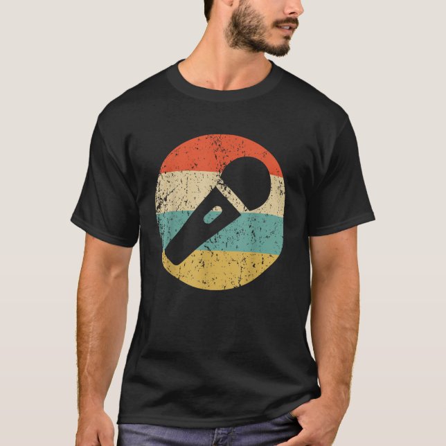 Karaoke-Sänger Retro-Mikrofon T-Shirt (Vorderseite)