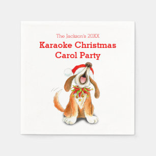 Karaoke singt Hund Weihnachts-Caroling Party Serviette