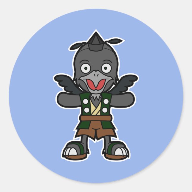Karasu-tengu, der japanische Crow-Krieger Runder Aufkleber (Vorderseite)