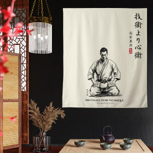Karate 5. Gebot - Mentalität über Technik Wandteppich