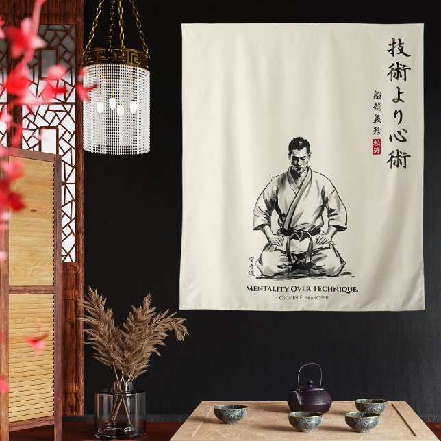 Karate 5. Gebot - Mentalität über Technik Wandteppich (Von Creator hochgeladen)