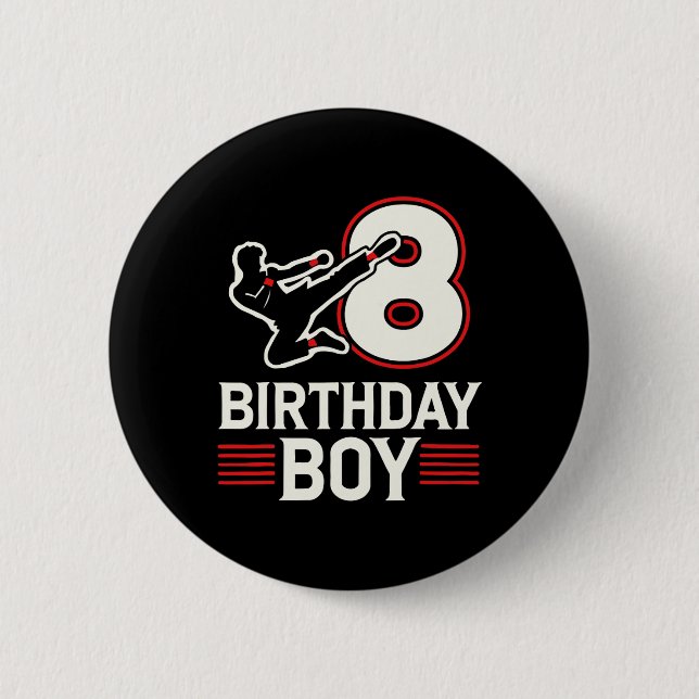 Karate 8 Birthday Boy Button (Vorderseite)