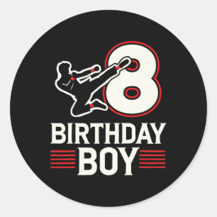 Karate 8 Birthday Boy Runder Aufkleber
