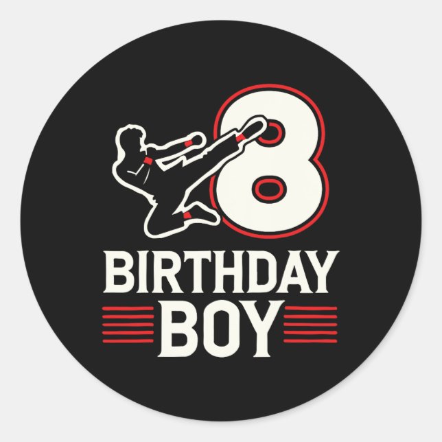 Karate 8 Birthday Boy Runder Aufkleber (Vorderseite)