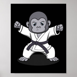 Karate-Affe Ironisches Wildtier-Affen-Kämpfer Poster