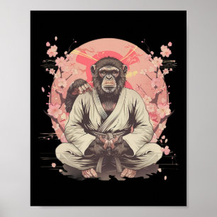 Karate-Affe Jiu-Jitsu Mma Kampfsport Sakura Ki Poster