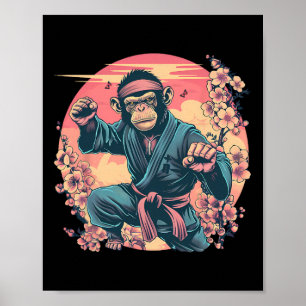 Karate-Affe Sakura Jiu-Jitsu Mma Kampfsport Ki Poster