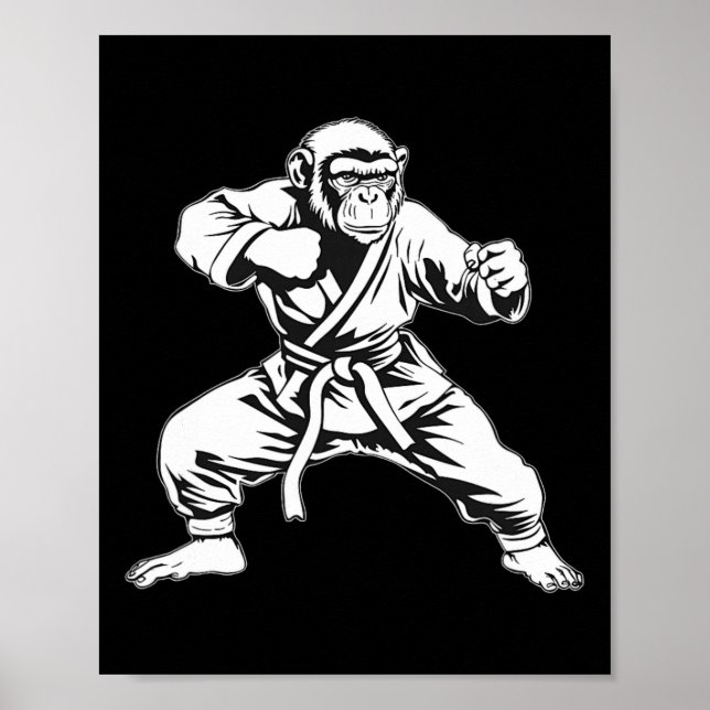 Karate-Affe Taekwondo Kickboxen Mma Judo Affe Poster (Vorne)