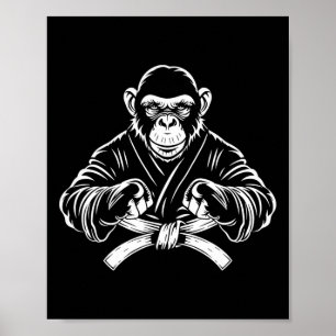 Karate-Affe Zeichnung Kickboxen Jiu-Jitsu Mma Mar Poster