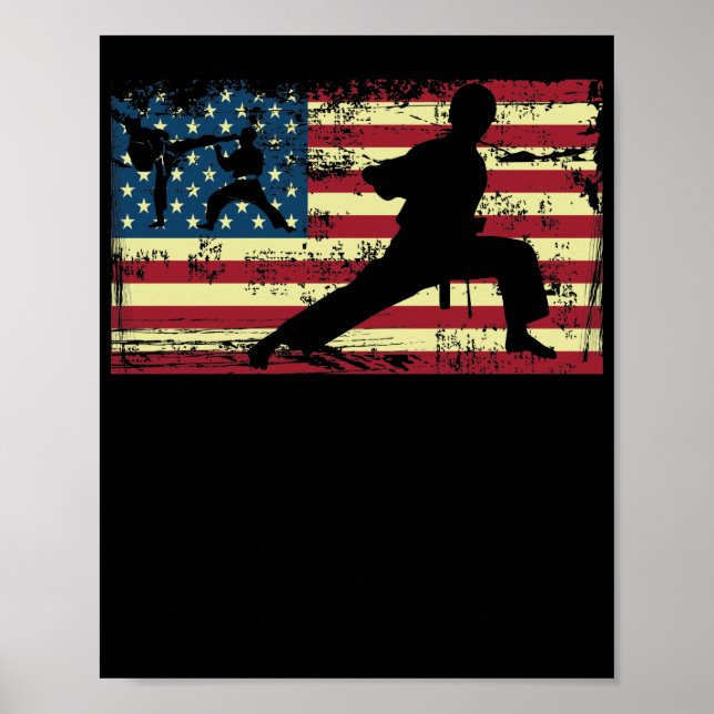 Karate American Flag Martial Arts Poster (Vorne)