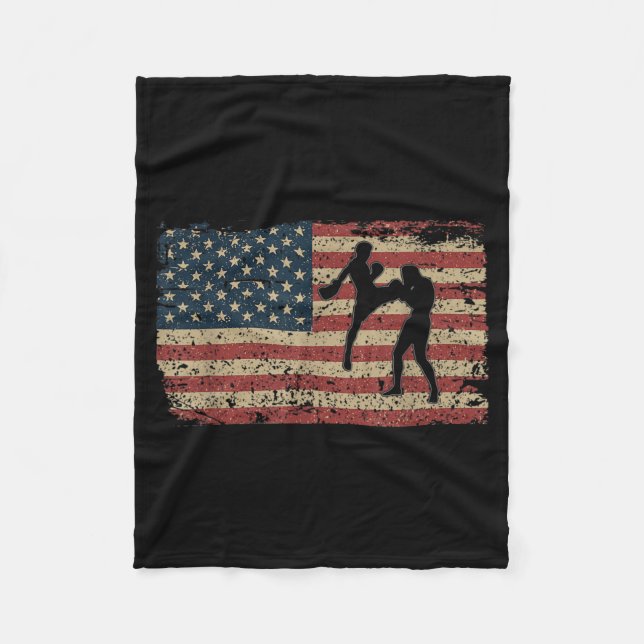 Karate Amerika Flagge Geschenk Stolz MMA Takewando Fleecedecke (Vorderseite)