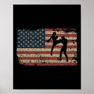 Karate Amerika Flagge Geschenk Stolz Mma Takewando Poster