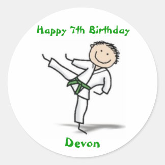 Karate-Aufkleber - grüner Gürtel Runder Aufkleber